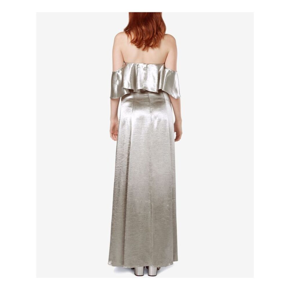 FAME AND PARTNERS Womens Silver 3/4 Sleeve Full-Length Prom Sheath Dress 8 - Picture 2 of 5